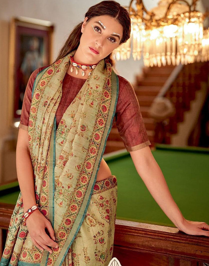 Multi-colour Banarasi Zari Silk Saree For Day To Day Occasions - Fashion Nation