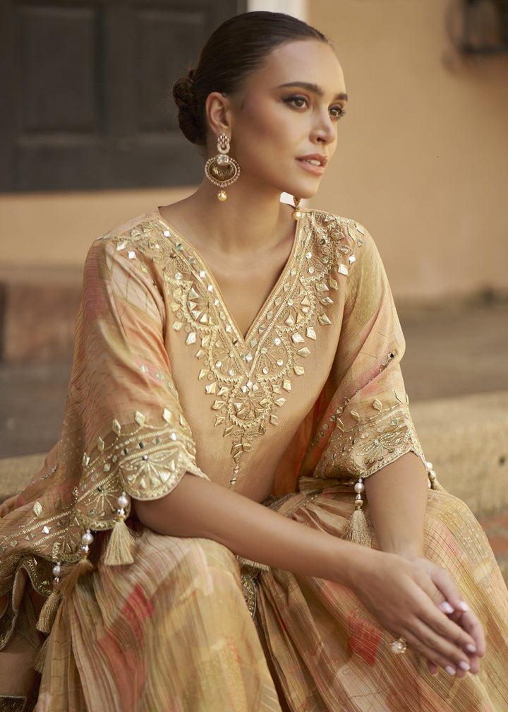 celeb style fusion partywear ethnic kaftan and gharara suit
