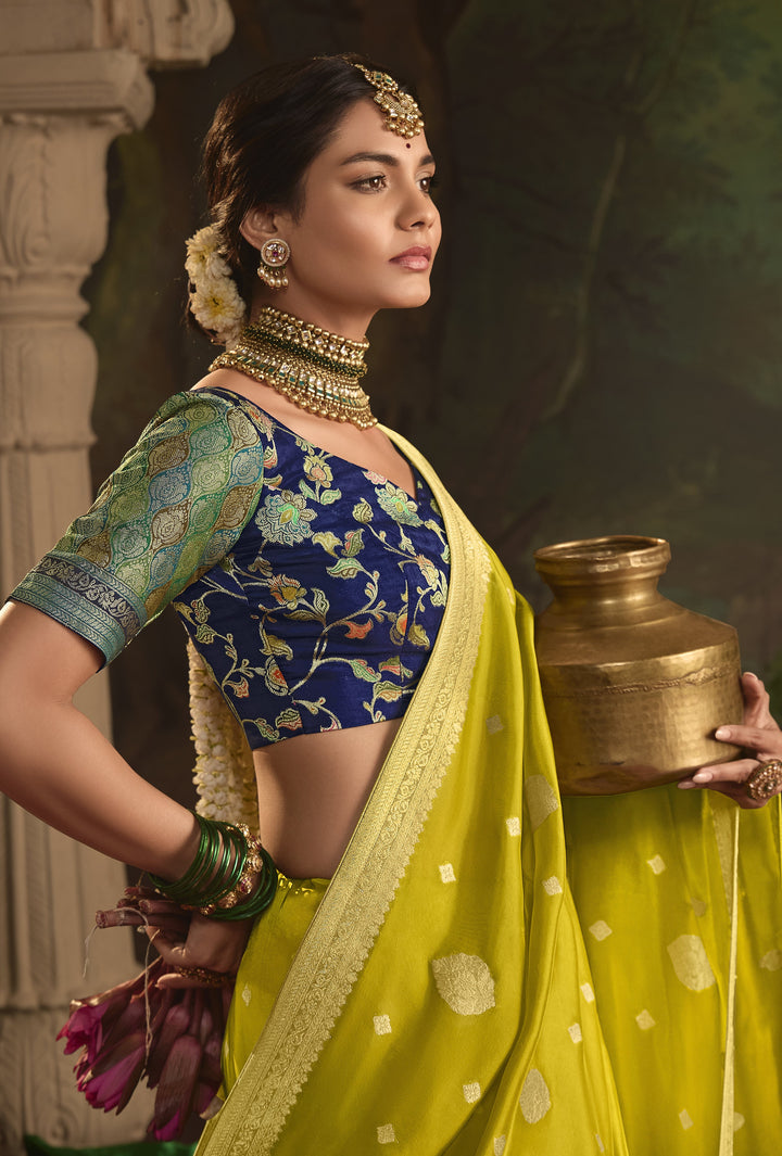 mehndi wear green silk saree