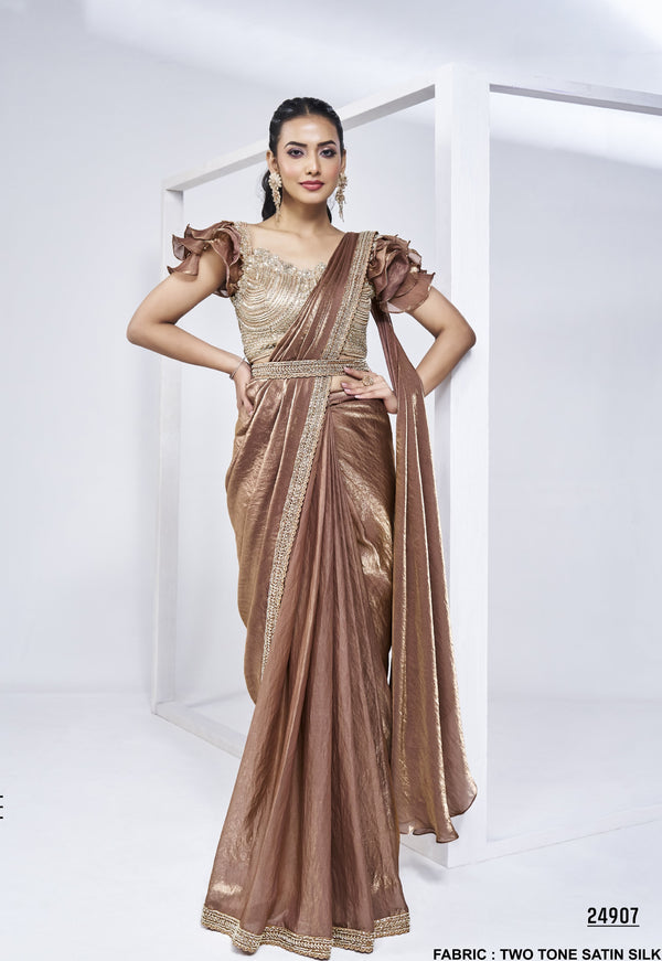 shaadi partywear saree with sequined crop top