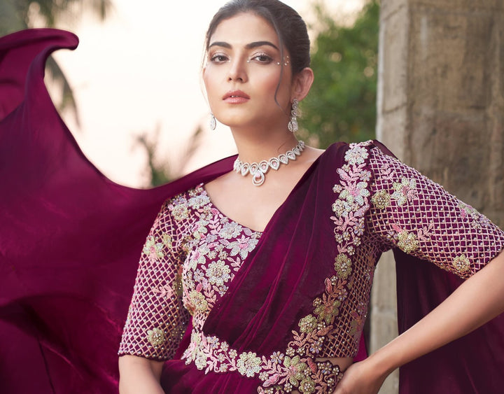 engagement partywear pre pleated trendy sari