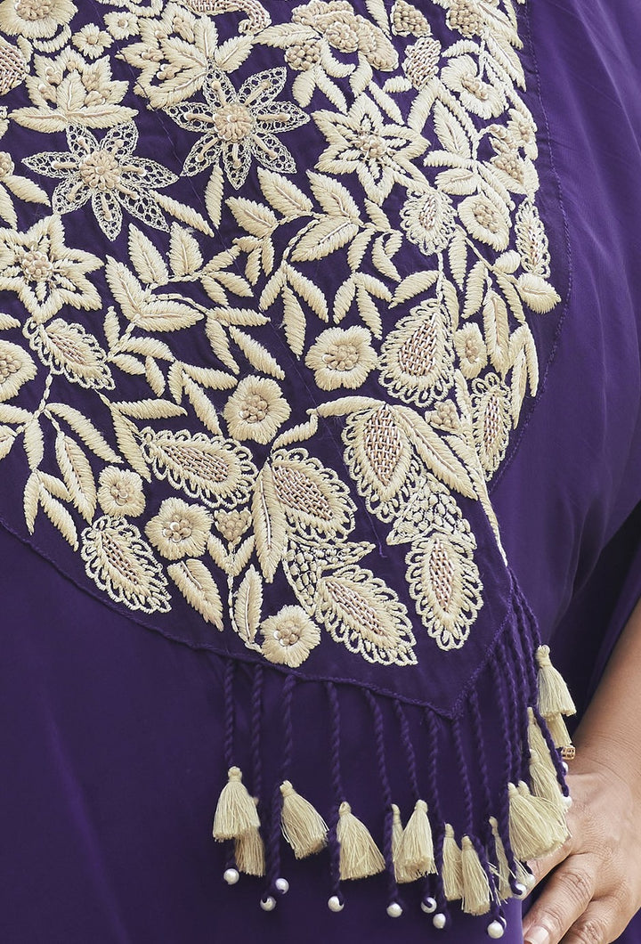 thread pearls embroidered yoke with embellishments