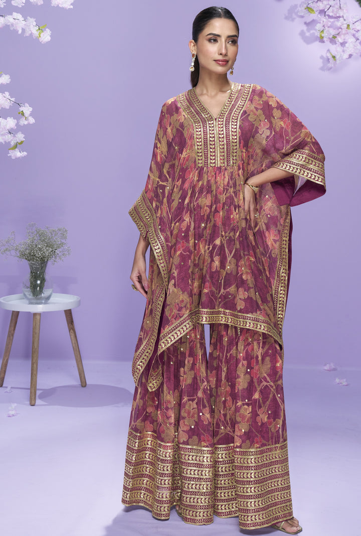 resort partywear asymmetric kaftan palazzo dress