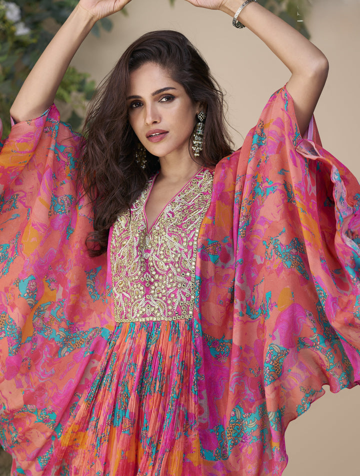 fusion readymade fashionable kaftan style kurti with gharara suit