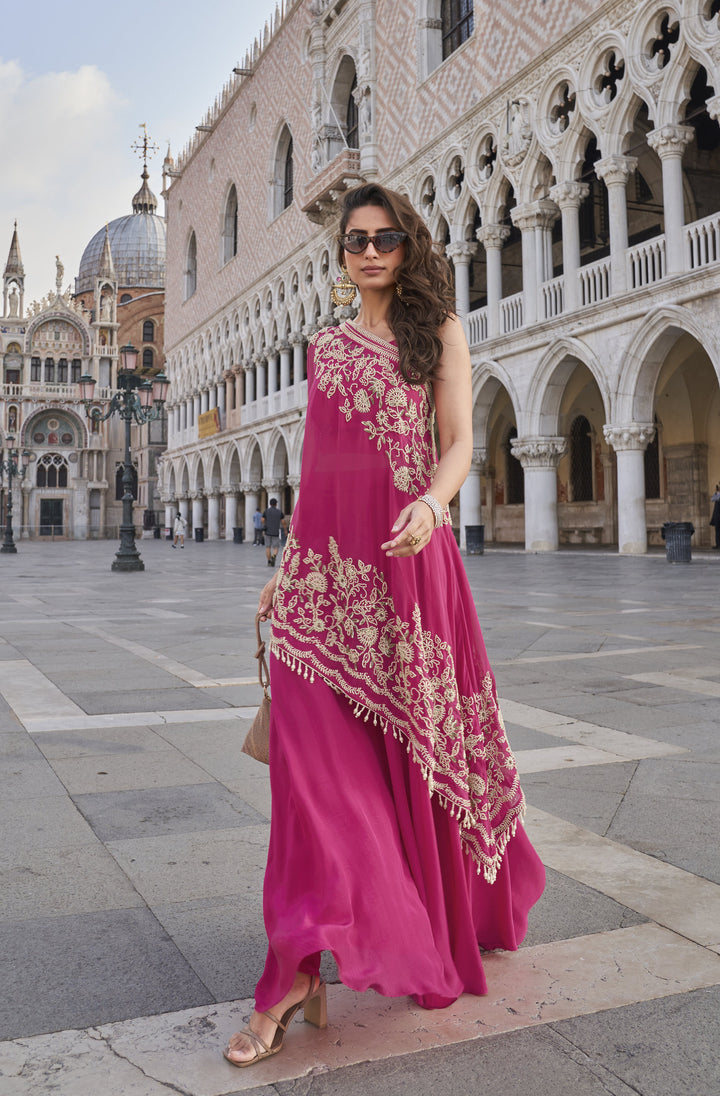 celebrations wear pink indo western party dress