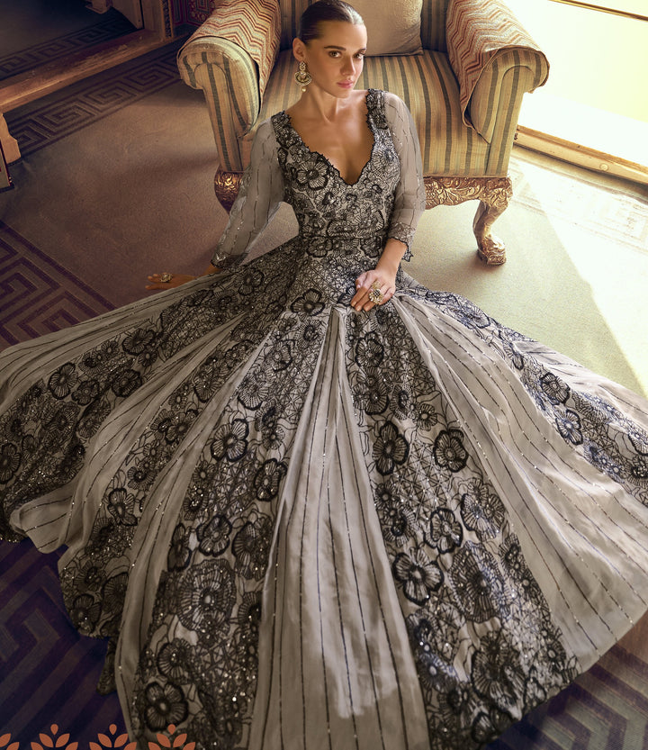 roka ceremony wear dressy anarkali gown