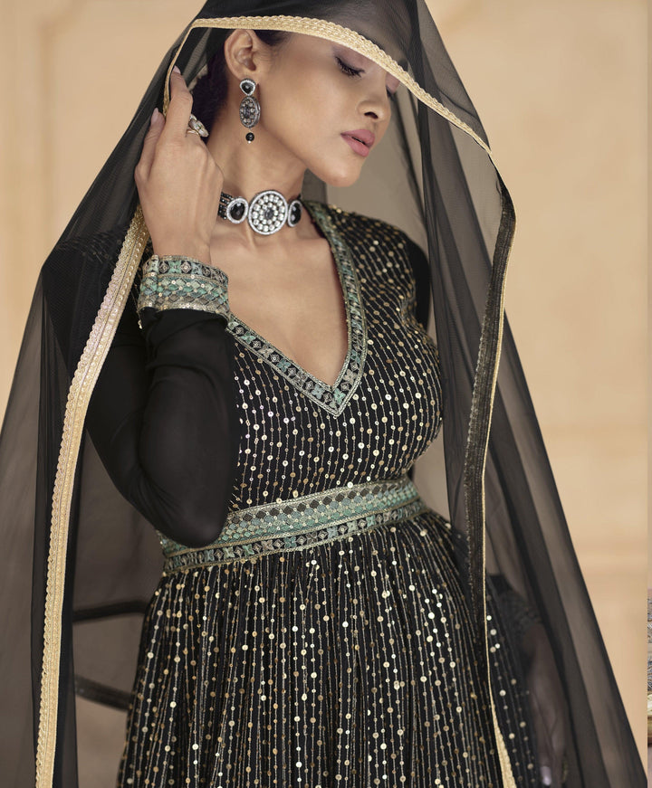 Indo Western Georgette Anarkali Gown For Cocktail Party - Fashion Nation