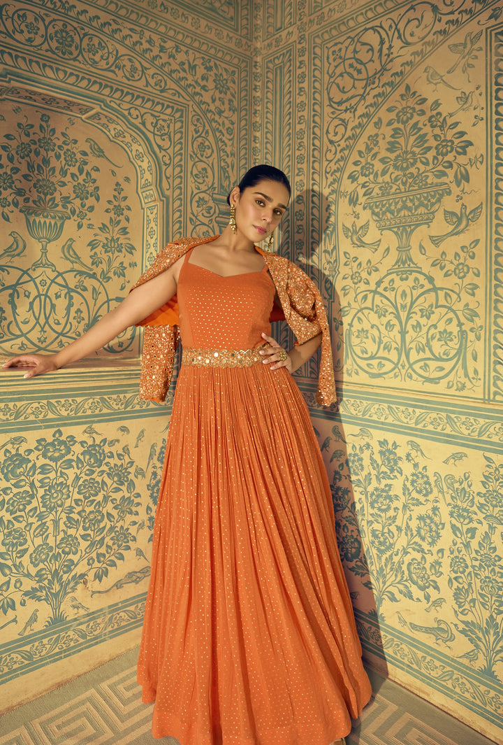 sangeet partywear fusion gown with jacket