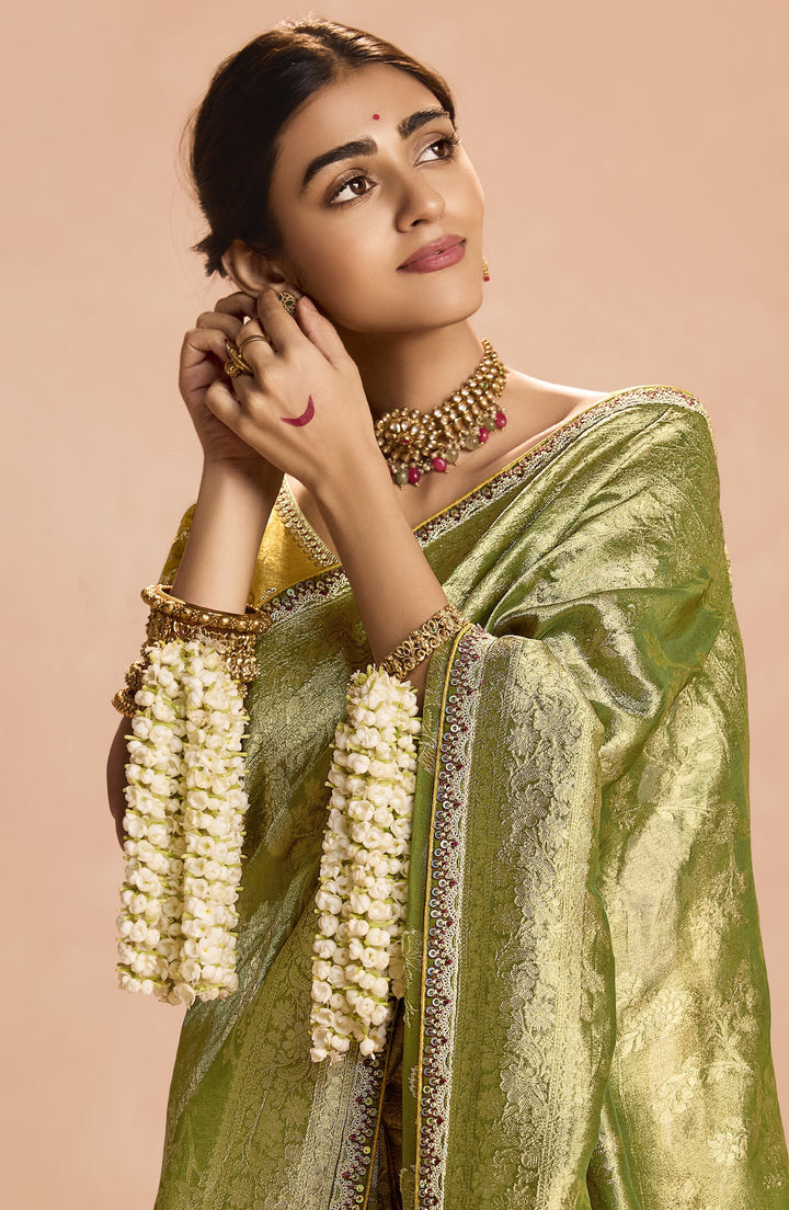 roka partywear saree in tissue silk