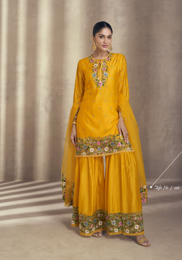 indian ethnic wear in yellow