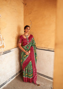 Casual Party Wear Ikkat Tusser Sari