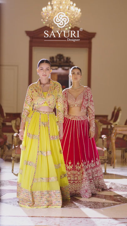 bridal indo western partywear jacket skirt set video by sayuri designer catalogue kamini