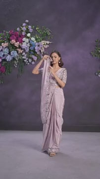 designer pre stitched saree video