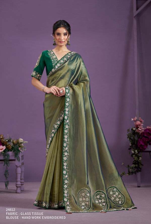 mehendi wear sari in green