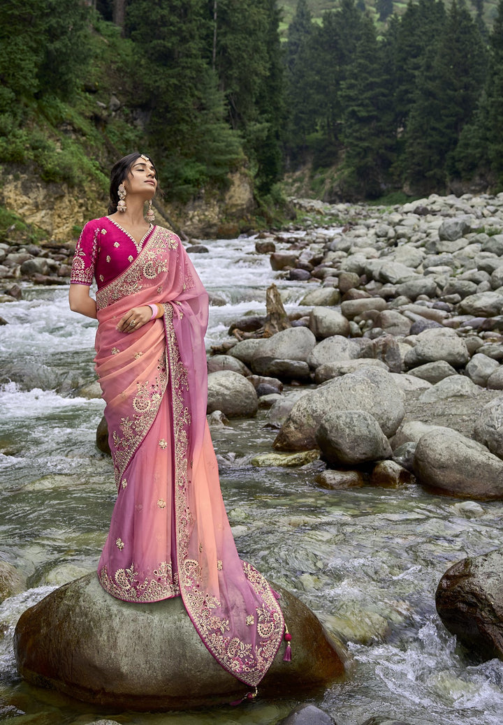 all occasion wear pink silk traditional sari