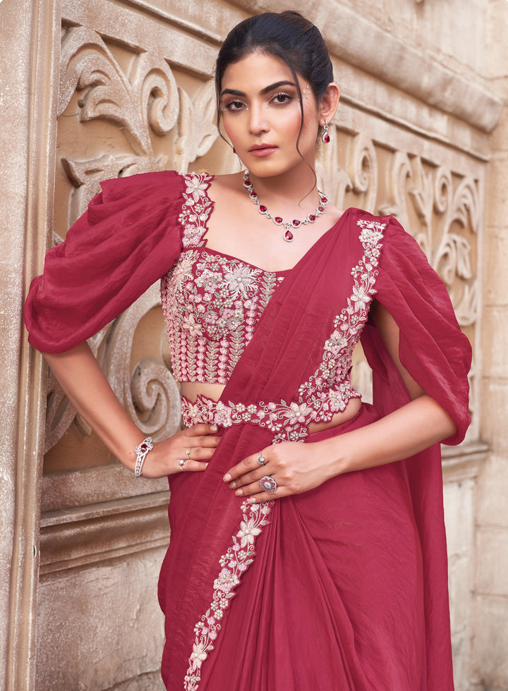 sangeet wear saree with embroidered corset 