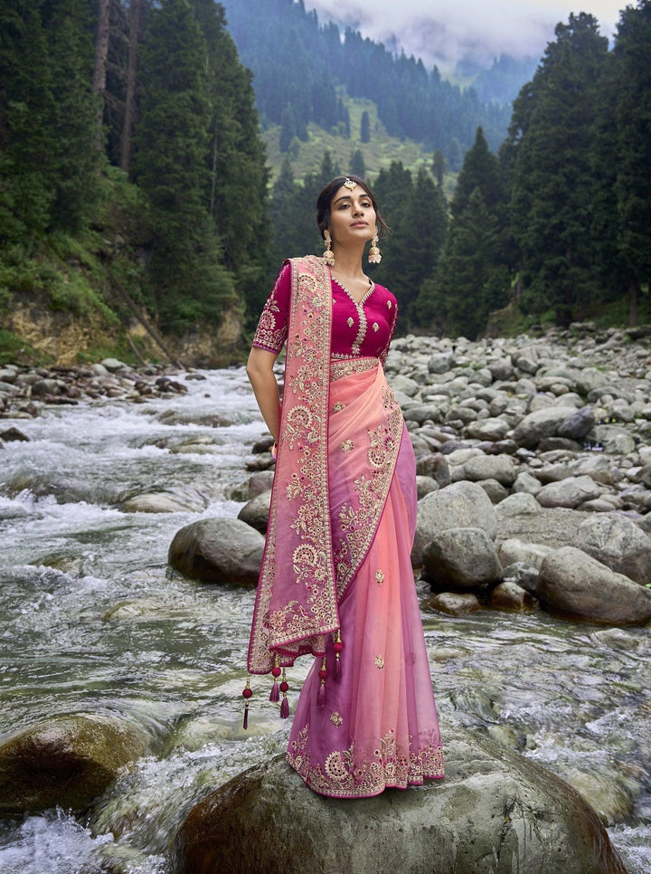 Marriage Function Wear Pink Silk Saree - Fashion Nation