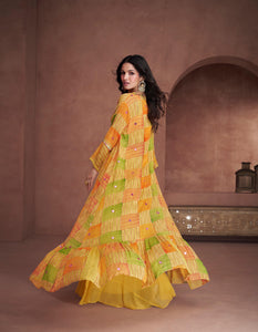 Haldi Party Indo Western Palazzo Shrug Set