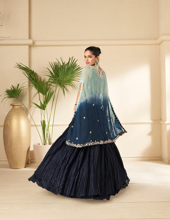 Bachelorette Partywear Blue Indo-Western Shrug Set - Fashion Nation