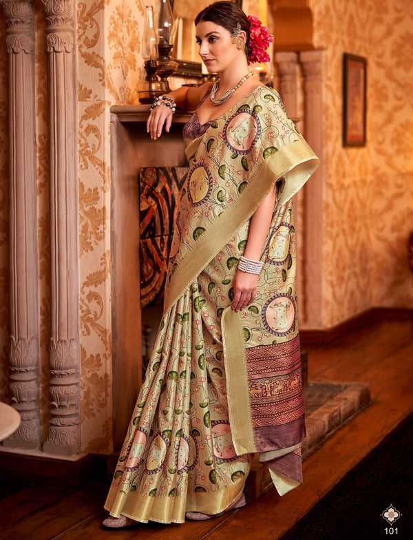 pichhavai print festive silk sari
