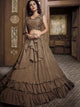 Trendy Indo Western TH060 Designer Cocktail Wear Brown Net Silk Lehenga Style Gown - Fashion Nation