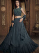 In Vogue Indo Western TH070 Designer Cocktail Wear Black Silk Lehenga Style Gown - Fashion Nation