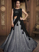 Splendid Indo Western TH075 Designer Cocktail Wear Silver Black Silk Lehenga Style Gown - Fashion Nation