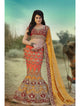 N10001 - Shaded Yellow Orange Satin Velvet Lehenga - Fashion Nation
