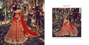 Special Nakkashi Bridal NAK10009 Orange Net Silk Lehenga Choli - Fashion Nation