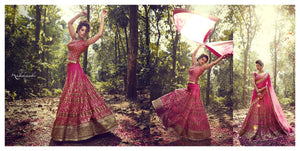 Designer Nakkashi Bridal NAK10010 Pink Net Silk Lehenga Choli - Fashion Nation