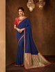 Extraordinary IW10208 Blue Banarasi Red Raw Silk Saree - Fashion Nation