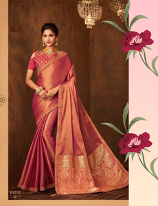 Must Have IW10210 Pink Banarasi Raw Silk Saree - Fashion Nation