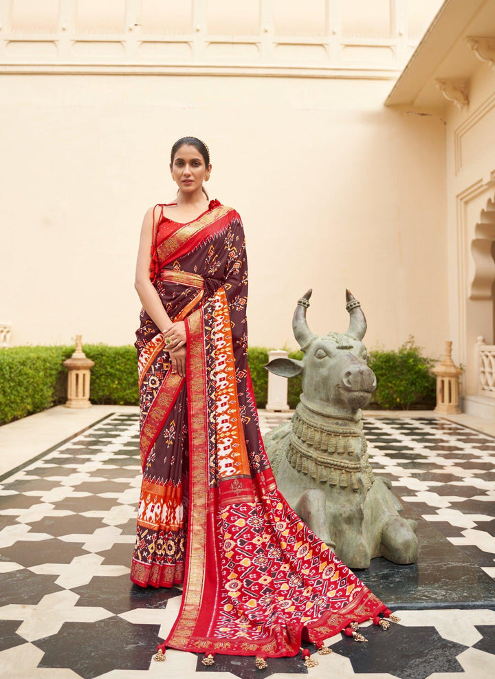 Evening Party Wear Designer Patola Saree - Fashion Nation