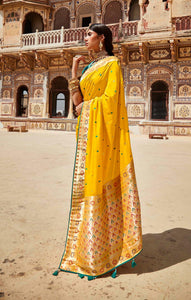 Haldi Party Wear Traditional Designer Weaving Saree by Fashion Nation