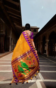 Haldi Party Wear Designer Silk Saree for Online Sales by Fashion Nation