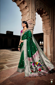 Mehendi Wear Paithani Silk Saree by Fashion Nation
