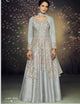 Indo Western NAK3074 Nakkashi Designer Grey Satin Silk Anarkali Gown - Fashion Nation