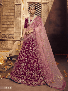 Wedding Special Magenta Georgette Ethnic Lehenga Choli by Fashion Nation