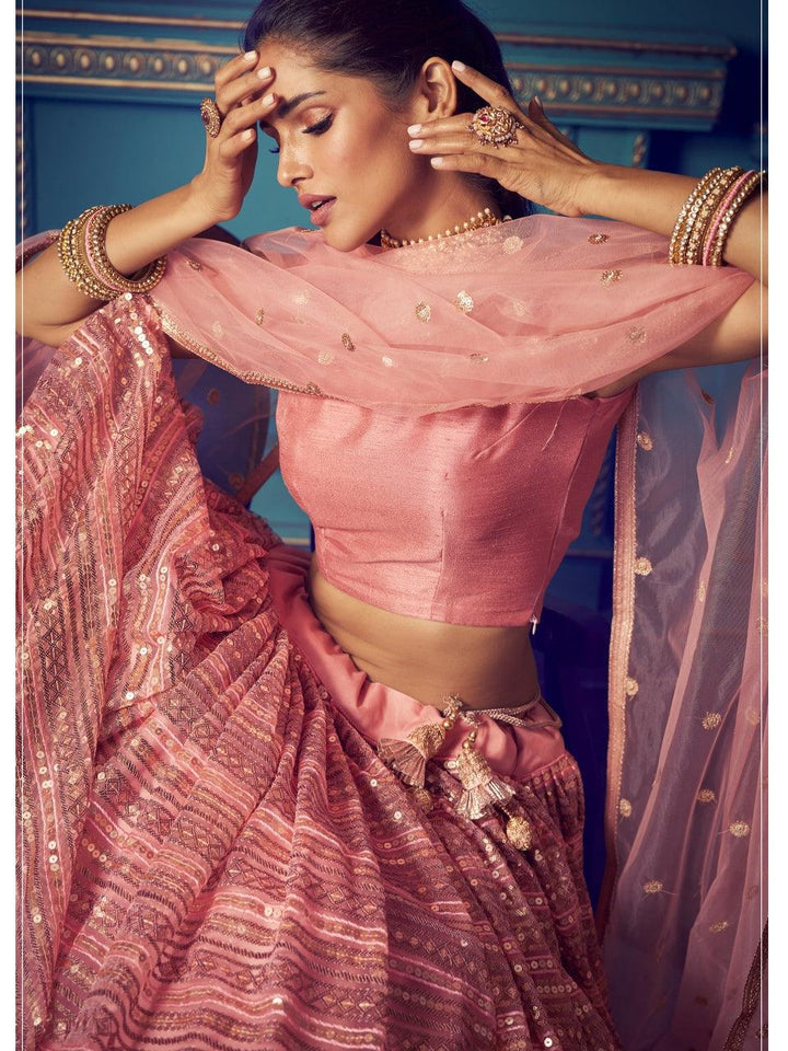 All Functions Wear Pink Net Latest Lehenga Choli - Fashion Nation