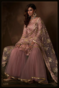 Wedding Wear Purple Net Beautiful Sharara Suit at Cheapest Prices