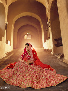 Wedding Wear Red Velvet Celebrations Special Lehenga Choli by Fashion Nation