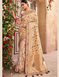 Wedding Special MN4402 Royal Beige Benarasi Silk Saree - Fashion Nation