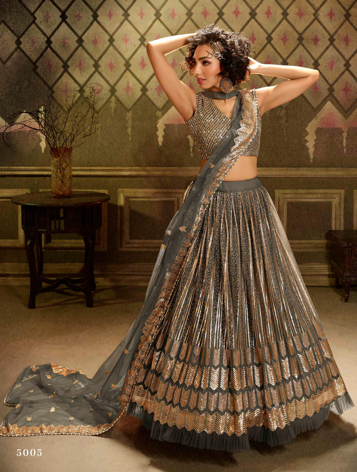 Reception Party Grey Designer Lehenga Choli - Fashion Nation