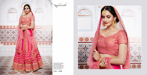 Designer NAK5098 Bridal Peach Pink Handloom Silk Net Lehenga Choli - Fashion Nation