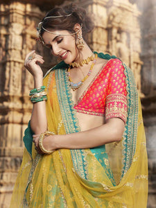 Handpicked Nakkashi NAK5169 Bridal Blue Rani Jacquard Lehenga Choli - Fashion Nation