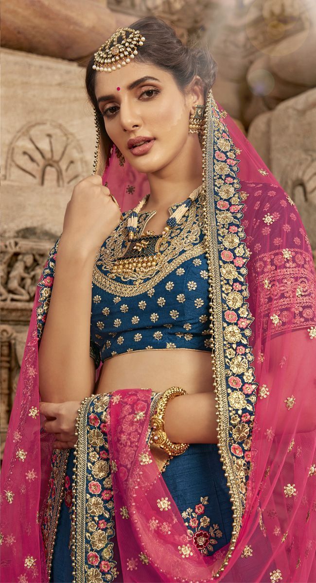 Fabulous Nakkashi NAK5171 Bridal Blue Handloom Silk Lehenga Choli - Fashion Nation