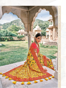 Haldi Wear Bandhej Patola Silk Saree by Fashion Nation