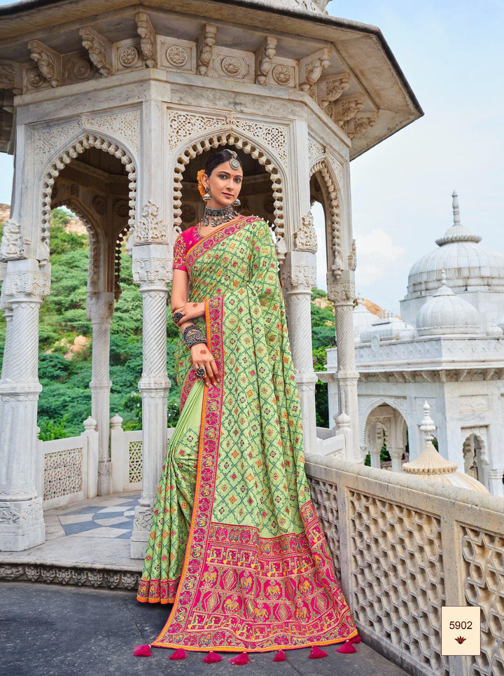 Mehndi Function Wear Designer Silk Saree - Fashion Nation