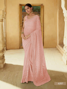 Peach Designer Saree for Online Sales by Fashion Nation