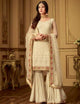 Opulent MAI6402 Fabulous Cream Benarasi Jacquard Net Silk Kurta with Lacha - Fashion Nation